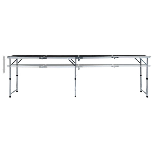 Foldable Camping Table Grey Aluminium 240x60 cm