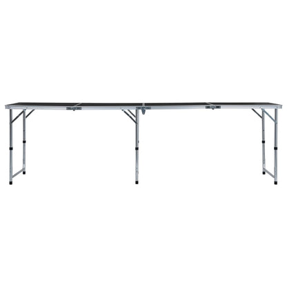 Foldable Camping Table Grey Aluminium 240x60 cm