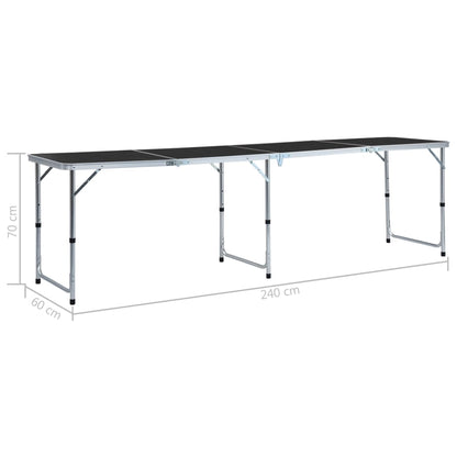 Foldable Camping Table Grey Aluminium 240x60 cm