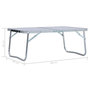 Folding Camping Table White Aluminium 60x40 cm