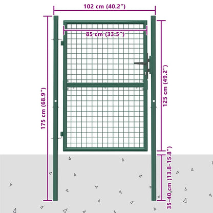 Fence Gate Steel 39.4x49.2" Green