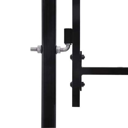Fence Gate Single Door with Arched Top Steel 39.4"x68.9" Black