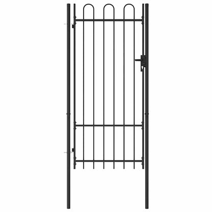 Fence Gate "BOXTEL" Single Door with Arched Top Steel 1x2 m Black