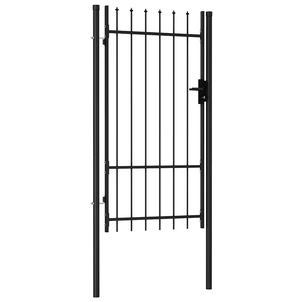 Fence Gate "BOXTEL" Single Door with Spike Top Steel 1x1,75 m Black