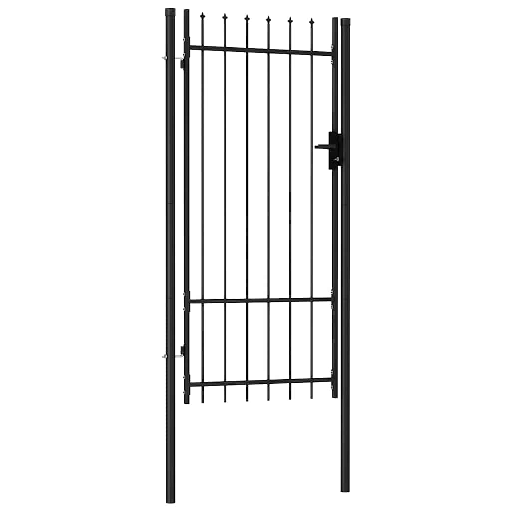 Fence Gate "BOXTEL" Single Door with Spike Top Steel 1x2 m Black