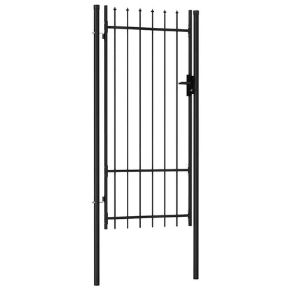 Fence Gate "BOXTEL" Single Door with Spike Top Steel 1x2 m Black