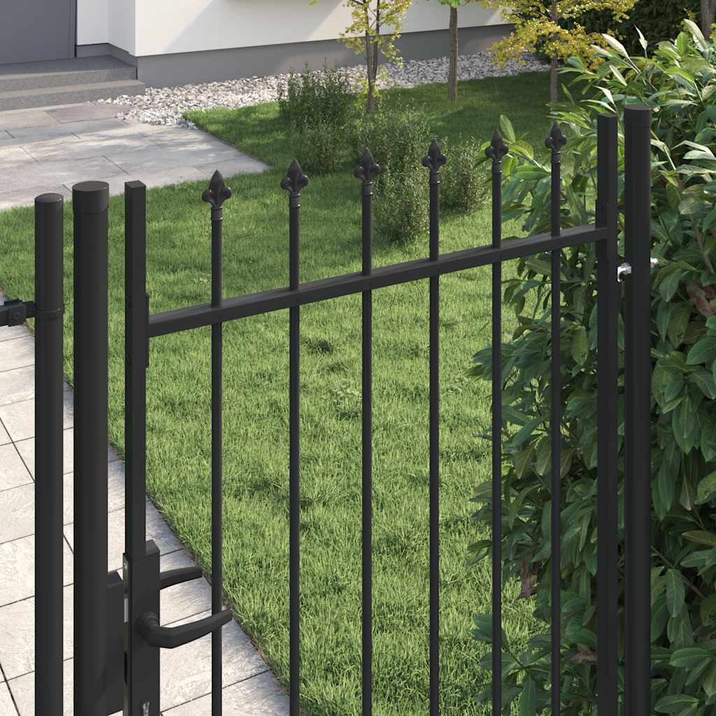 Fence Gate "BOXTEL" Single Door with Spike Top Steel 1x2 m Black