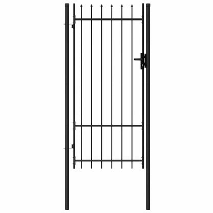 Fence Gate "BOXTEL" Single Door with Spike Top Steel 1x2 m Black