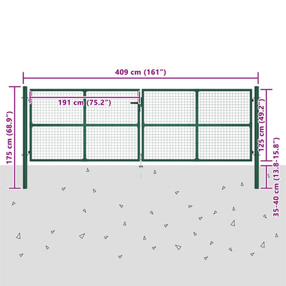 Mesh Garden Gate Steel 400x125 cm Green