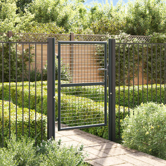 Mesh Garden Gate Galvanised Steel 100x125 cm Grey