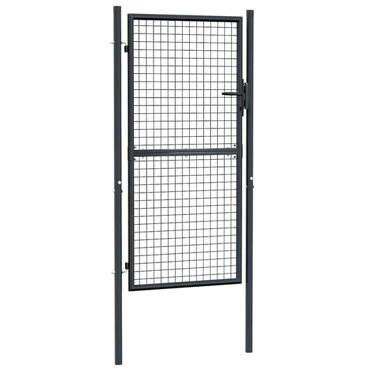 145774 vidaXL Mesh Garden Gate Galvanised Steel 100x175 cm Grey
