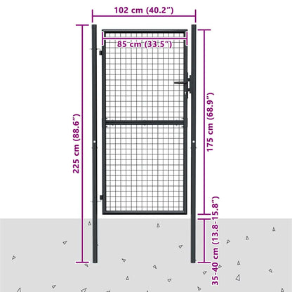 Mesh Garden Gate Galvanised Steel 100x175 cm Grey