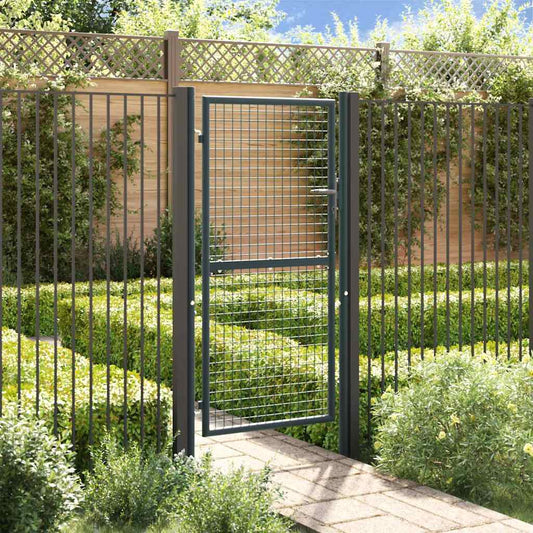 145774 vidaXL Mesh Garden Gate Galvanised Steel 100x175 cm Grey