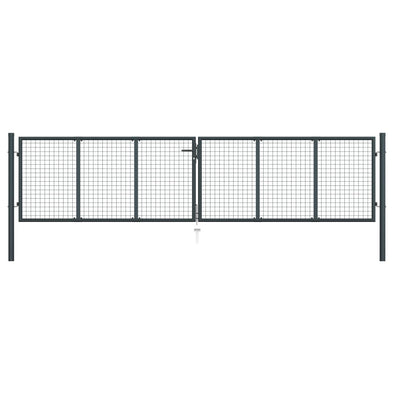 Mesh Garden Gate Galvanized Steel 157.5"x49.2" Gray