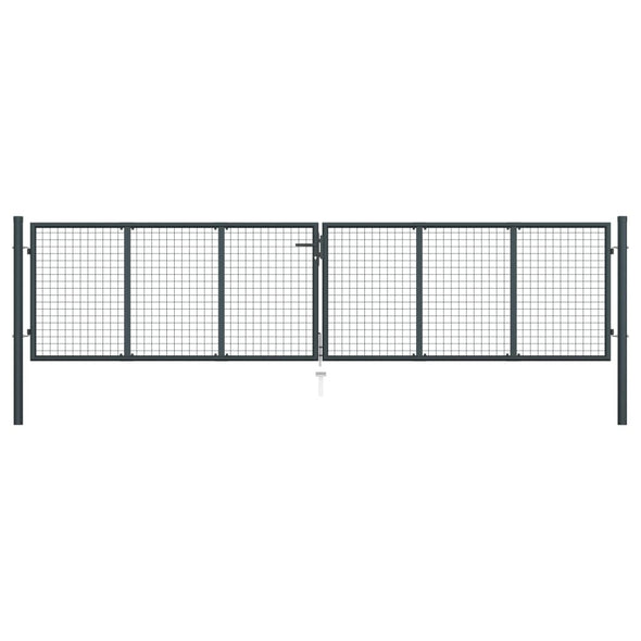 Mesh Garden Gate Galvanized Steel 157.5"x49.2" Gray