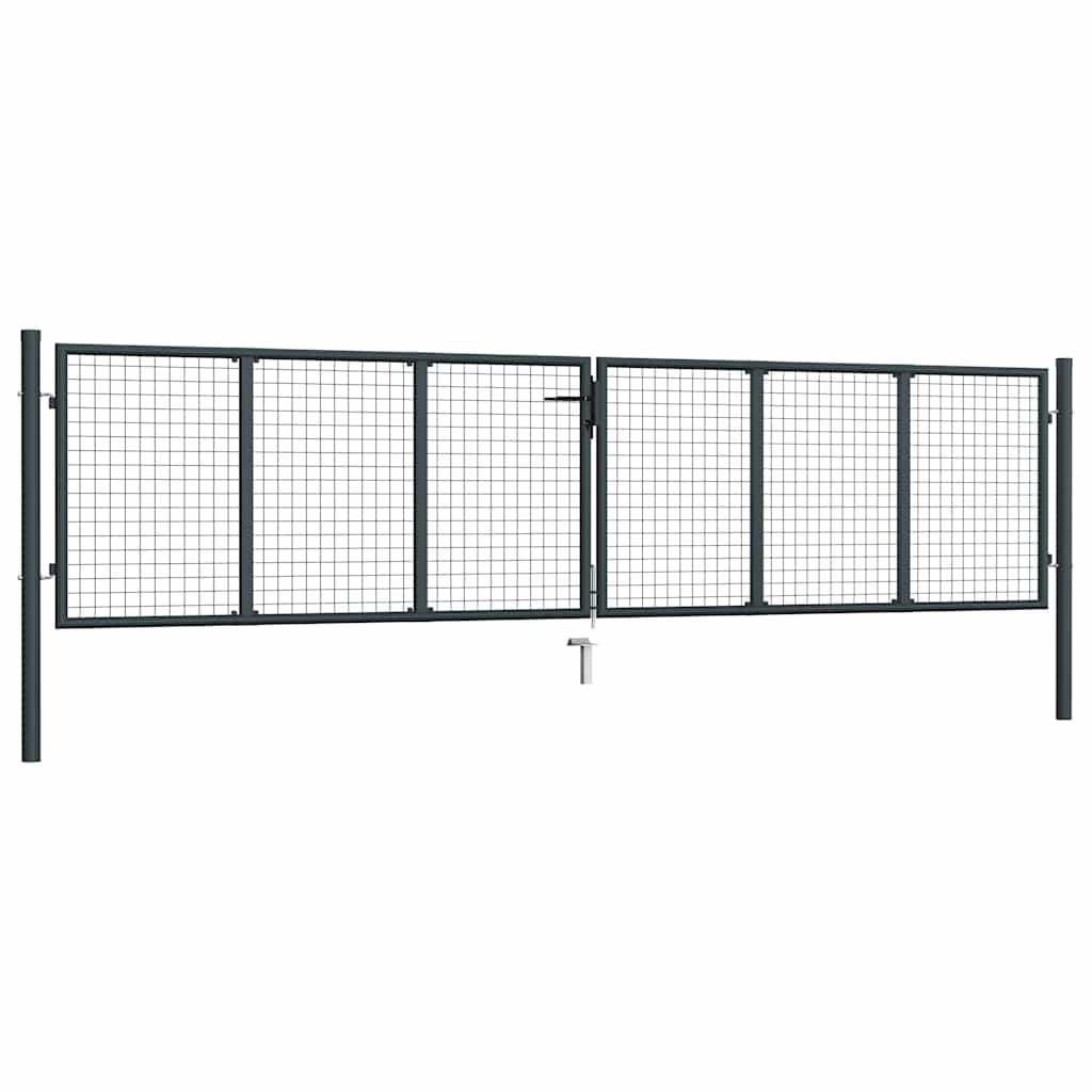 Mesh Garden Gate Galvanised Steel 400x100 cm Grey