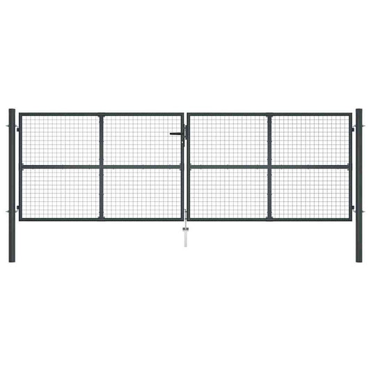 Mesh Garden Gate Galvanised Steel 400x125 cm Grey