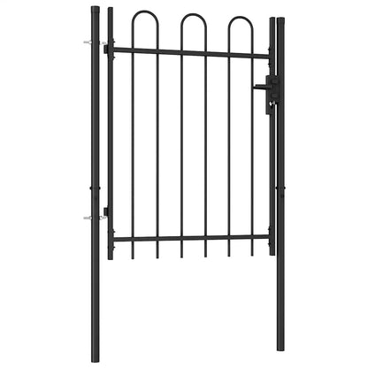 Fence Gate "BOXTEL" Single Door with Arched Top Steel 1x1,2 m Black