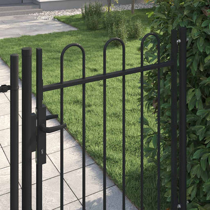Fence Gate "BOXTEL" Single Door with Arched Top Steel 1x1,2 m Black