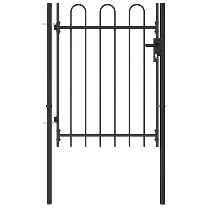 Fence Gate "BOXTEL" Single Door with Arched Top Steel 1x1,2 m Black