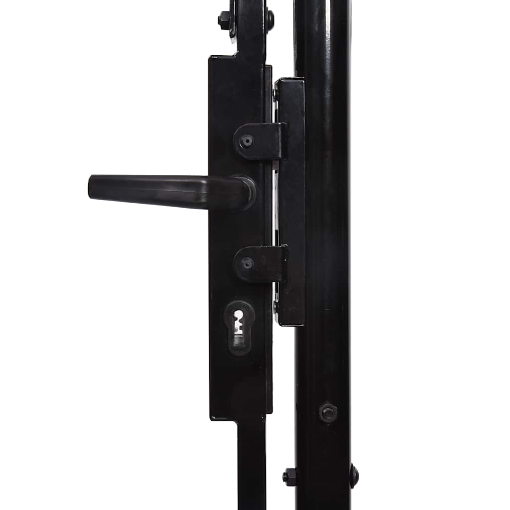 Fence Gate "BOXTEL" Single Door with Arched Top Steel 1x1,2 m Black