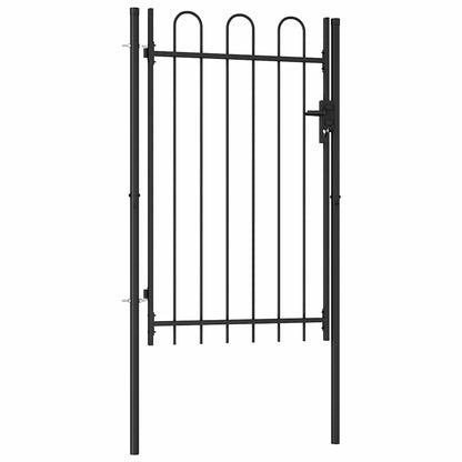 Fence Gate "BOXTEL" Single Door with Arched Top Steel 1x1,5 m Black