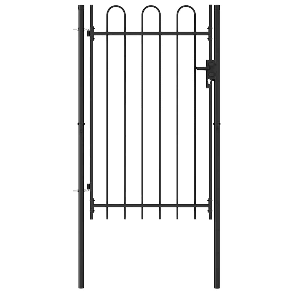 Fence Gate "BOXTEL" Single Door with Arched Top Steel 1x1,5 m Black