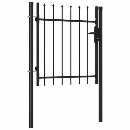Fence Gate "BOXTEL" Single Door with Spike Top Steel 1x1 m Black