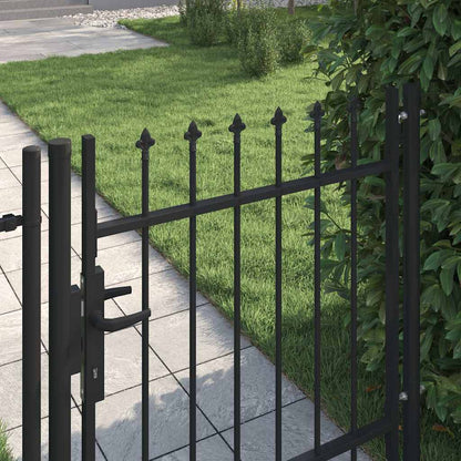 Fence Gate "BOXTEL" Single Door with Spike Top Steel 1x1 m Black