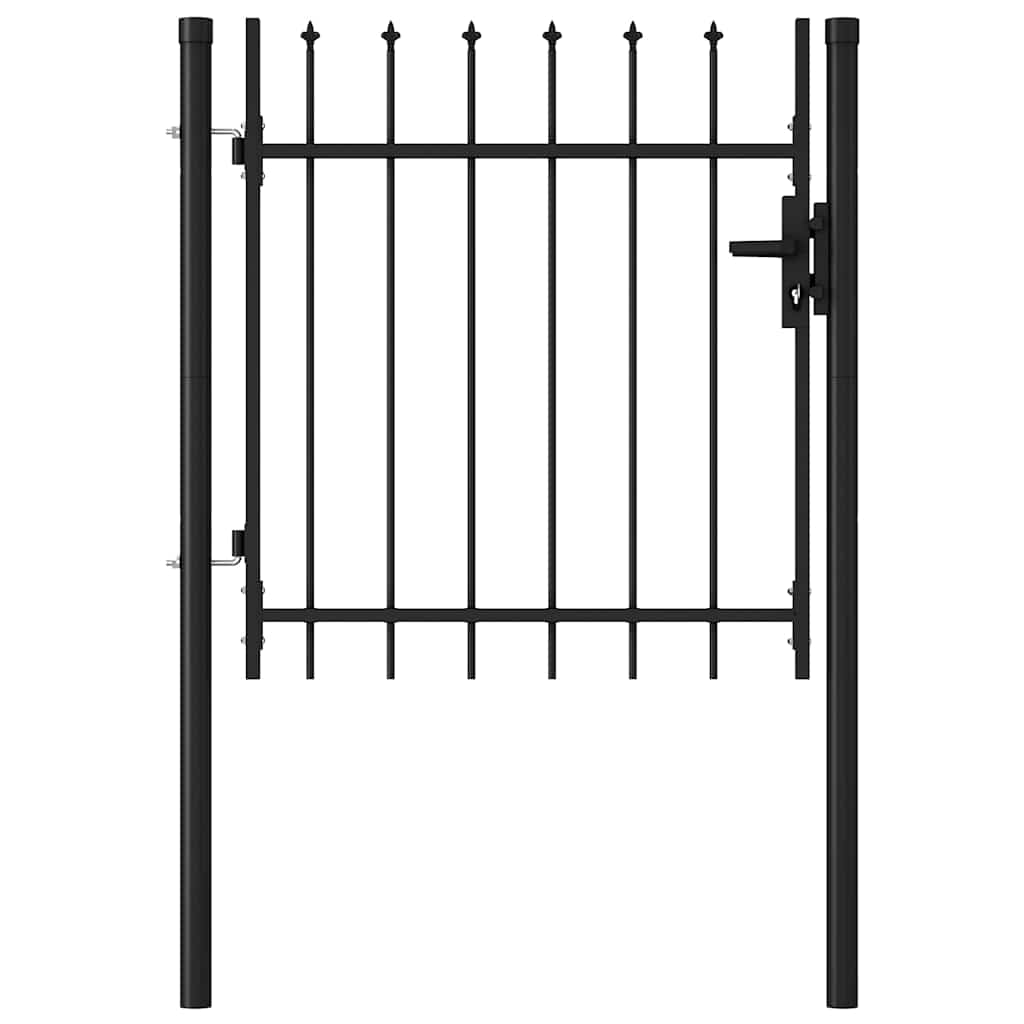 Fence Gate "BOXTEL" Single Door with Spike Top Steel 1x1 m Black