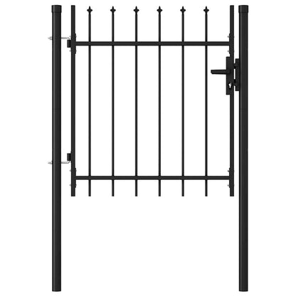 Fence Gate "BOXTEL" Single Door with Spike Top Steel 1x1 m Black