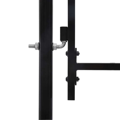 Fence Gate "BOXTEL" Single Door with Spike Top Steel 1x1 m Black
