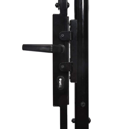 Fence Gate "BOXTEL" Single Door with Spike Top Steel 1x1 m Black