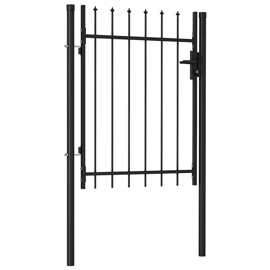 Fence Gate "BOXTEL" Single Door with Spike Top Steel 1x1,2 m Black