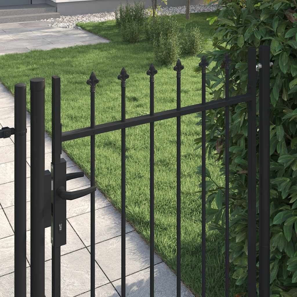 Fence Gate "BOXTEL" Single Door with Spike Top Steel 1x1,2 m Black