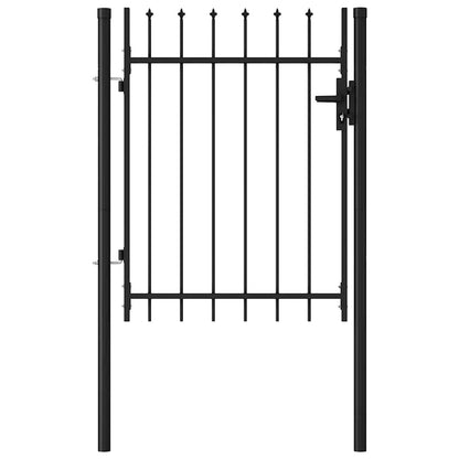 Fence Gate "BOXTEL" Single Door with Spike Top Steel 1x1,2 m Black