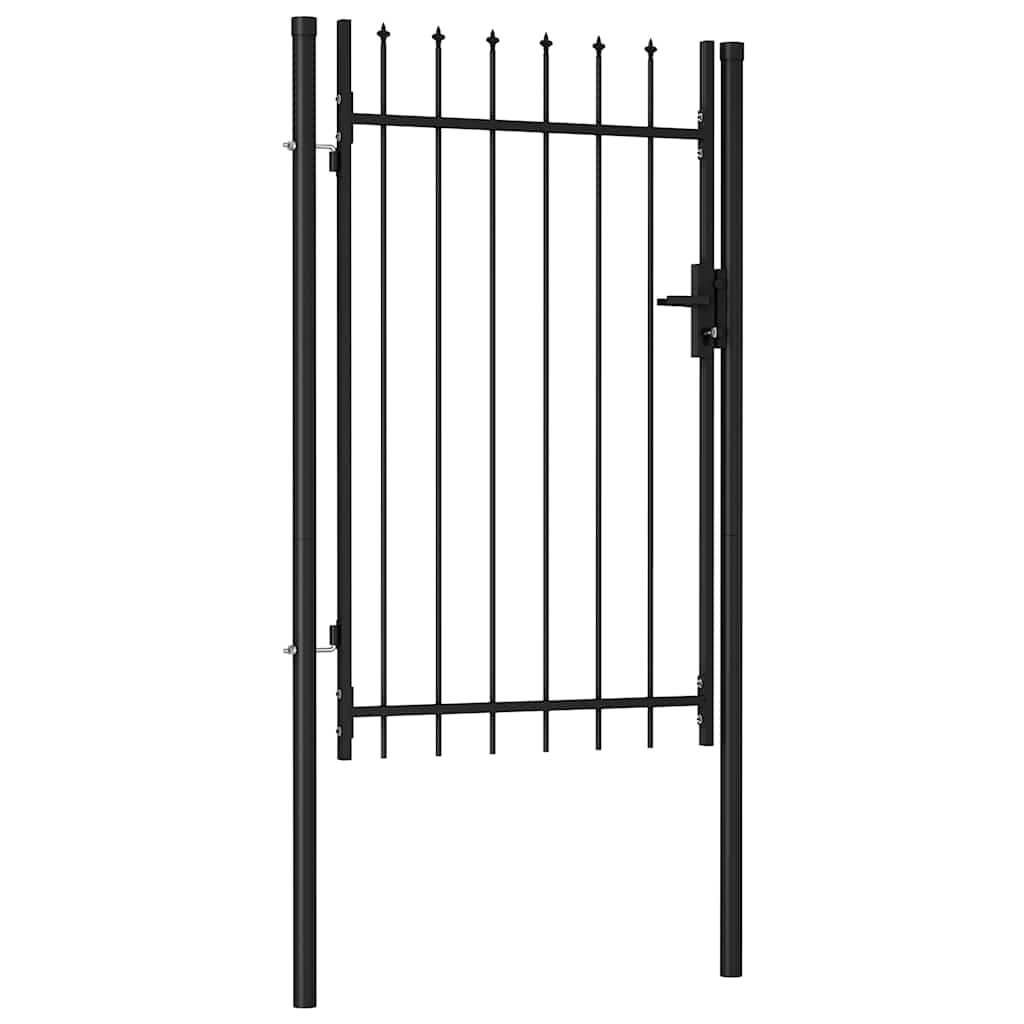 Fence Gate "BOXTEL" Single Door with Spike Top Steel 1x1,5 m Black