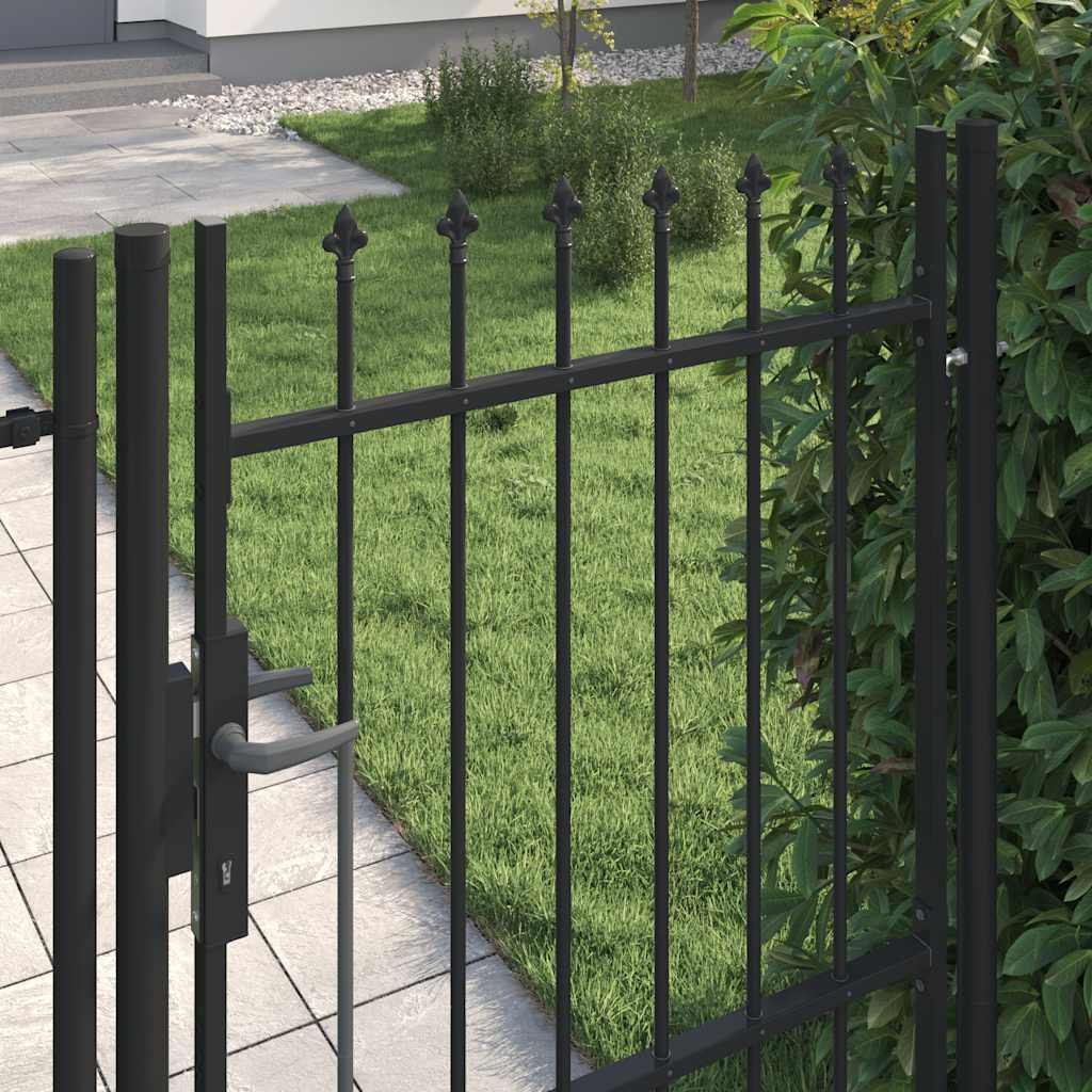 Fence Gate "BOXTEL" Single Door with Spike Top Steel 1x1,5 m Black