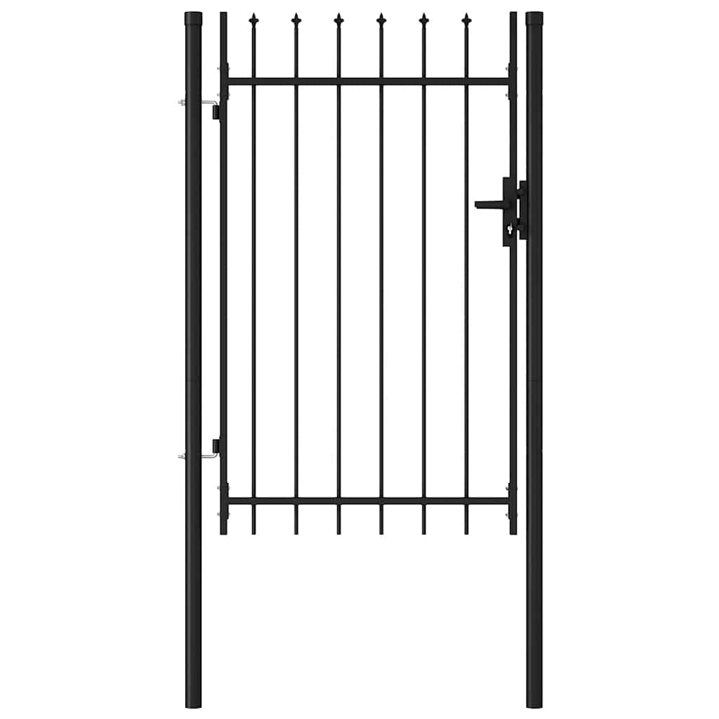 Fence Gate "BOXTEL" Single Door with Spike Top Steel 1x1,5 m Black