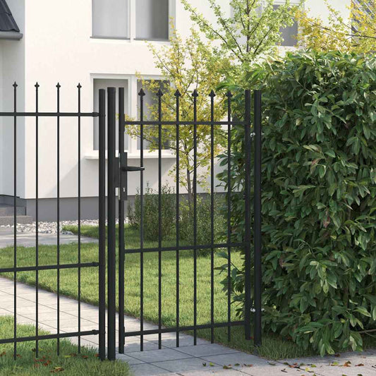 Fence Gate "BOXTEL" Single Door with Spike Top Steel 1x1,5 m Black