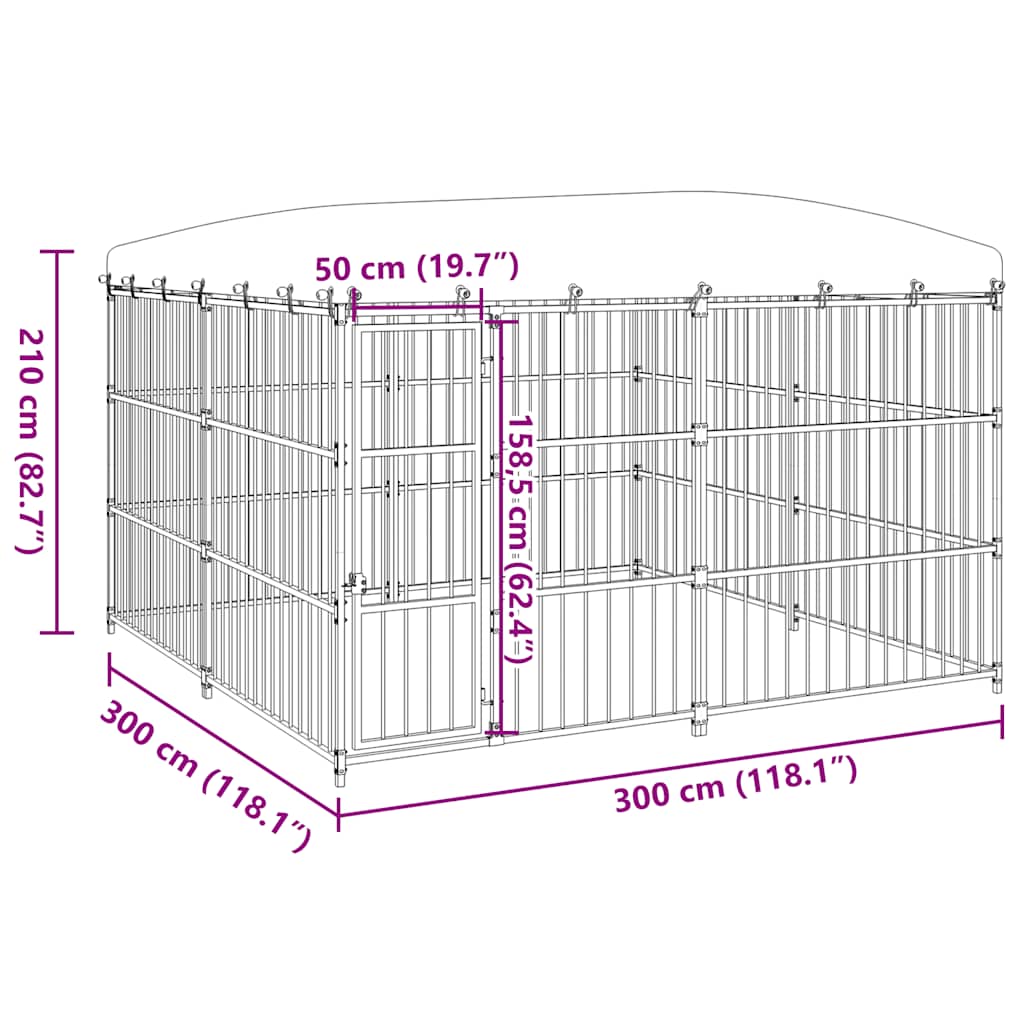 Outdoor Dog Kennel with Roof 300x300x210 cm