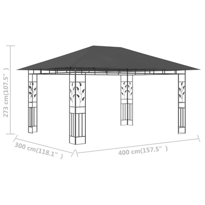 Gazebo with Mosquito Net 4x3x2.73 m Anthracite 180 g/m²