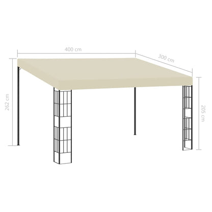 Wall-mounted Gazebo 3x4 m Cream Fabric