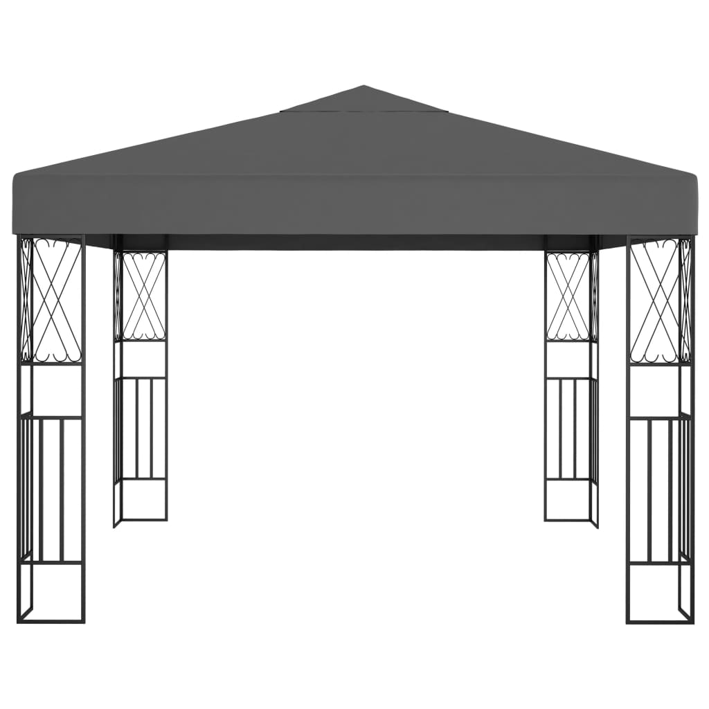 vidaXL Gazebo Anthracite Polyester fabric 9.8 x 9.8 ft Decorative Inlays