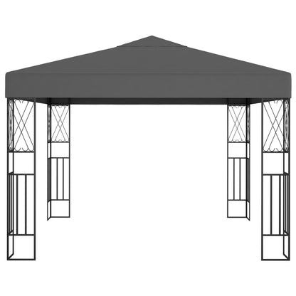 vidaXL Gazebo Anthracite Polyester fabric 9.8 x 9.8 ft Decorative Inlays
