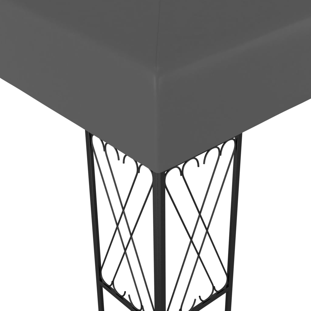 vidaXL Gazebo Anthracite Polyester fabric 9.8 x 9.8 ft Decorative Inlays
