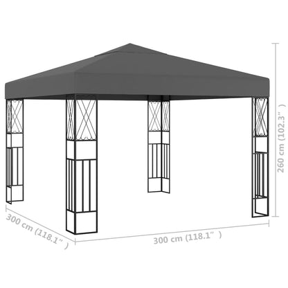vidaXL Gazebo Anthracite Polyester fabric 9.8 x 9.8 ft Decorative Inlays