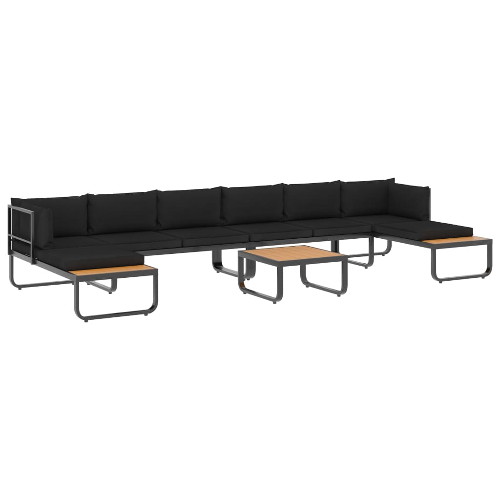 5 Piece Patio Corner Sofa Set with Cushions Aluminum and WPC