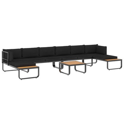 5 Piece Patio Corner Sofa Set with Cushions Aluminum and WPC