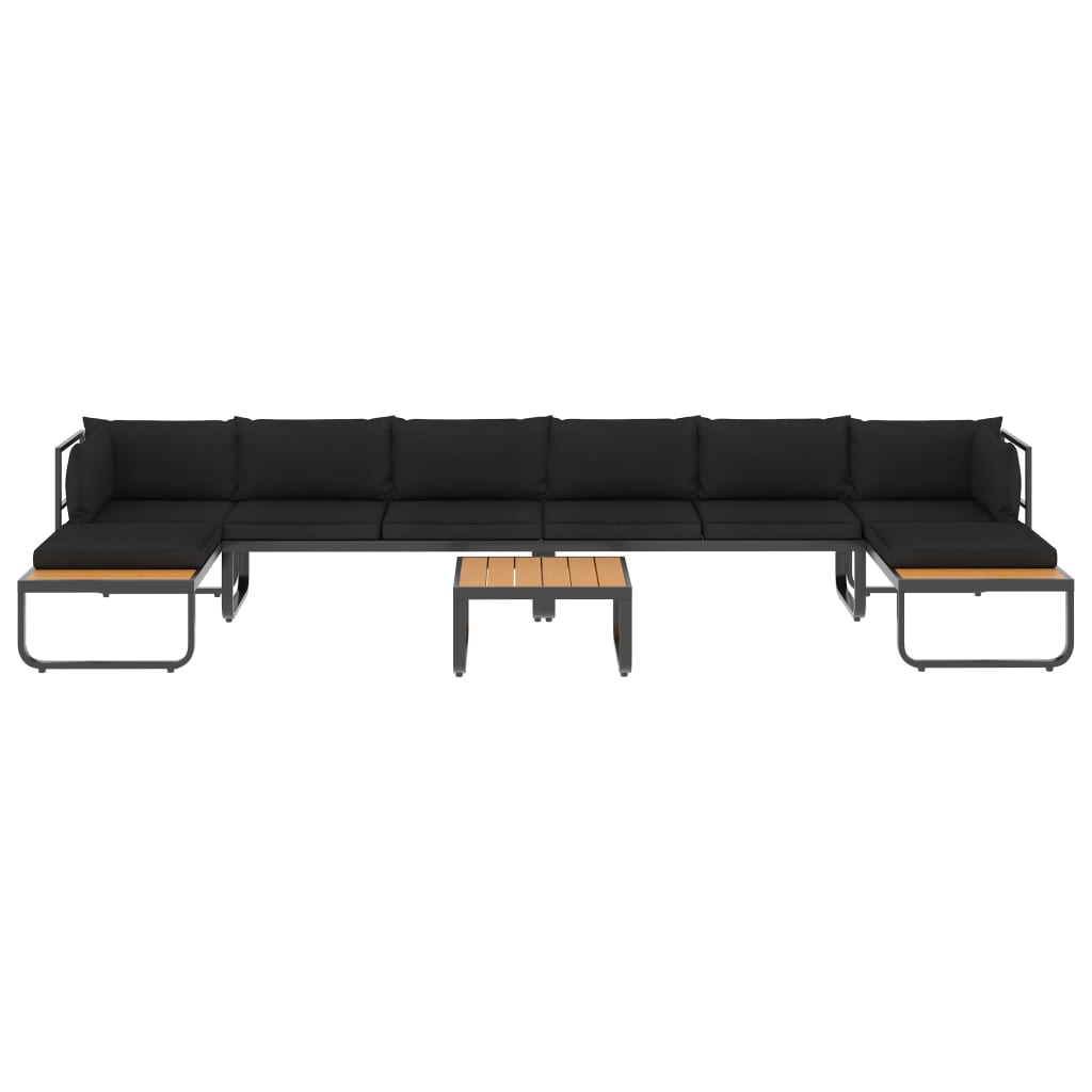5 Piece Patio Corner Sofa Set with Cushions Aluminum and WPC